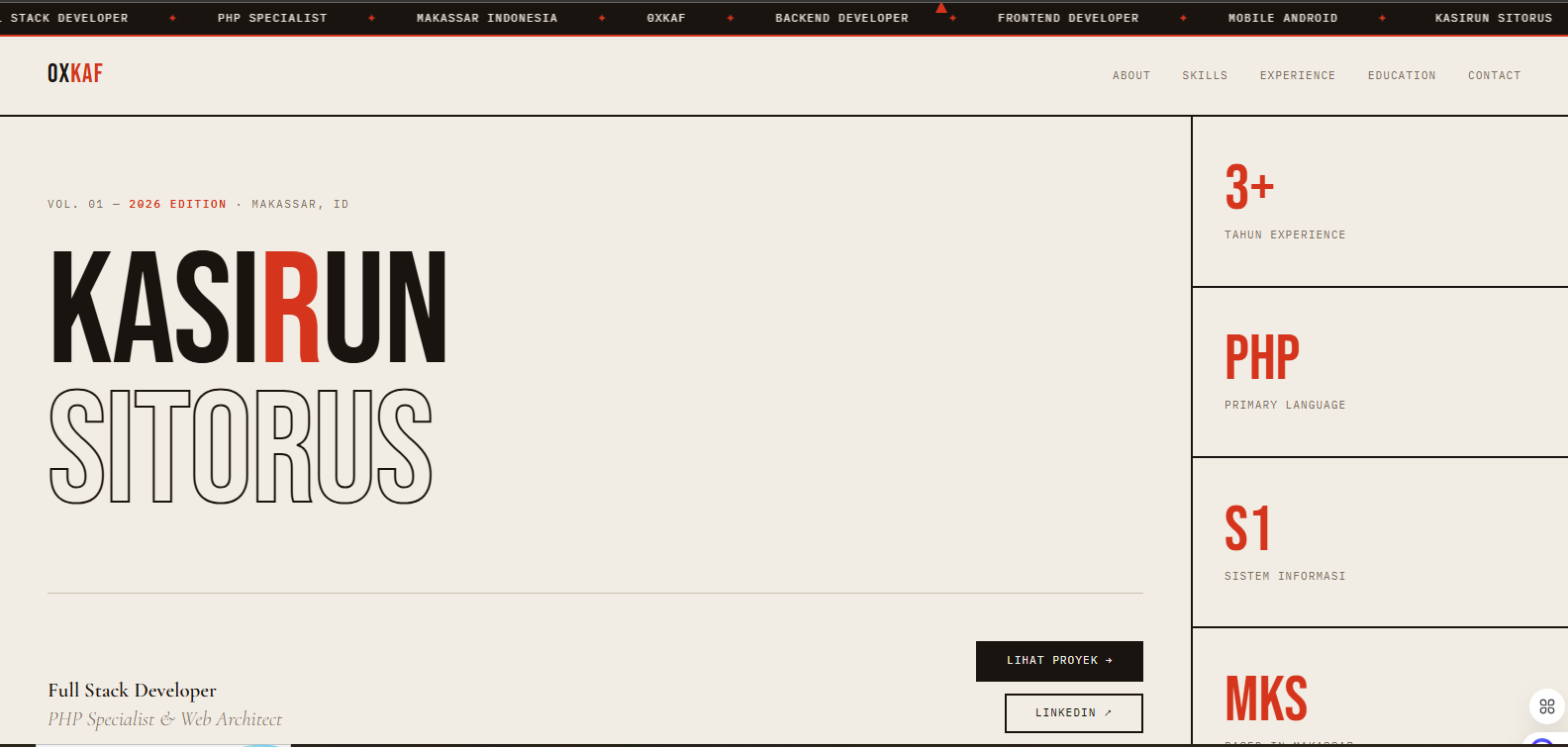 Template Portofolio Editorial Brutalist